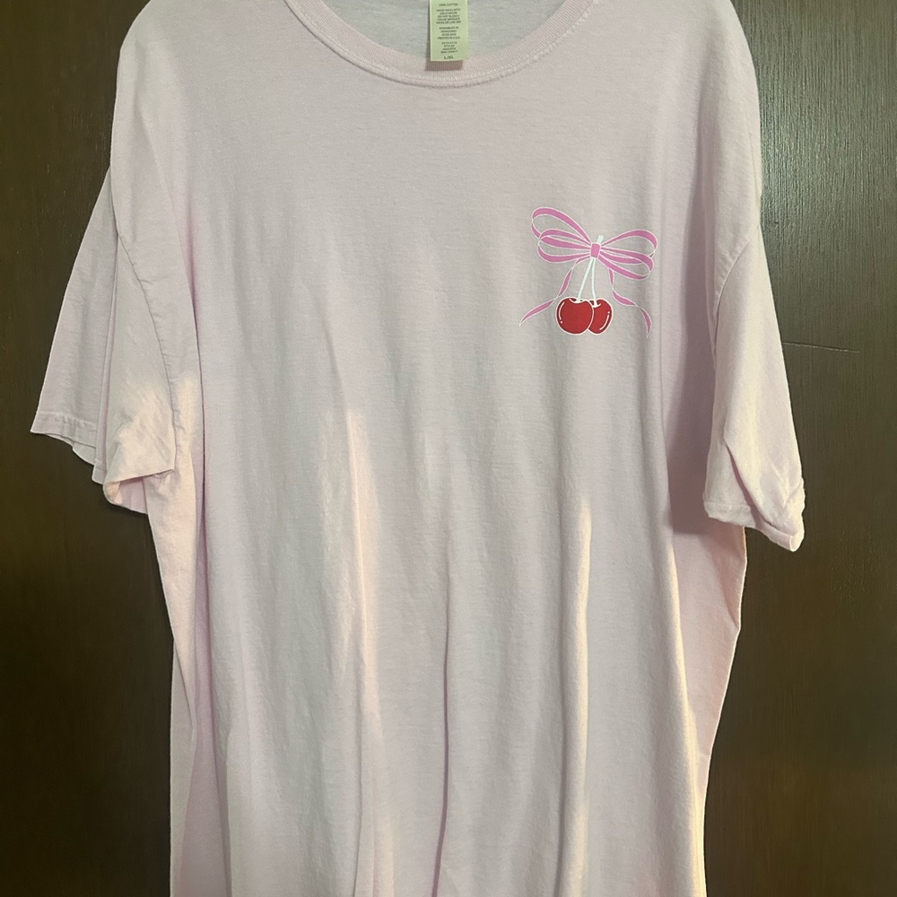 Altar'd State Light Pink Tee with Cherry Accent
